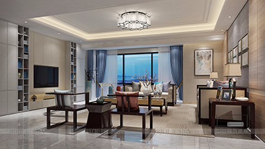 博林天瑞中式风格180平大户型装修设计