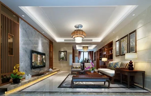海岸一期中式客厅装修设计效果图 海岸一期中式客厅装饰设计效果图