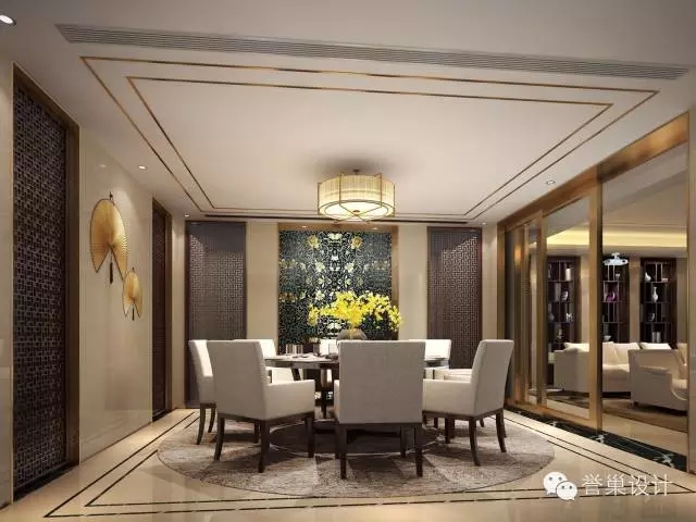 别墅中式餐厅装饰设计 别墅中式影视厅装饰设计效果图