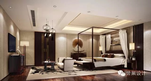 别墅中式卧室装饰设计 别墅中式影视厅装饰设计效果图