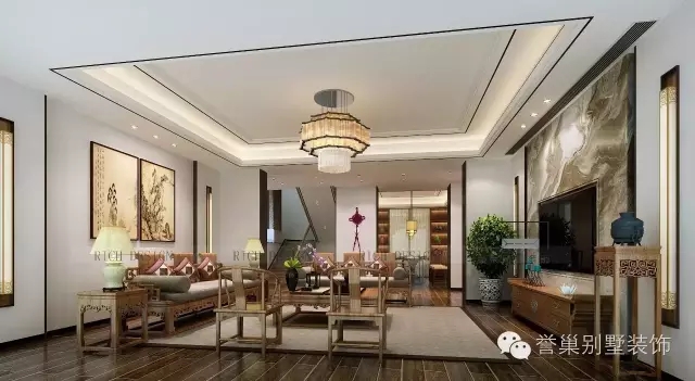 仁山智水中式客厅装修方案效果图