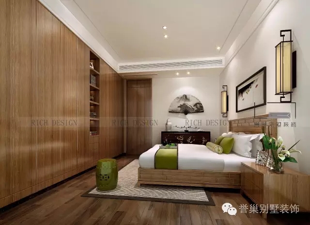 仁山智水中式卧室2装修方案效果图