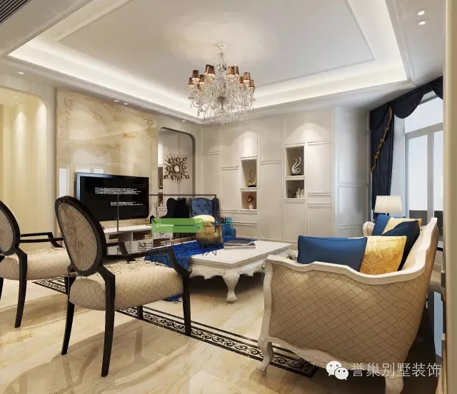 观海台欧式客厅装修设计角度1效果图