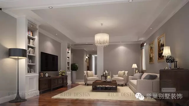 现代美式客厅装潢效果图