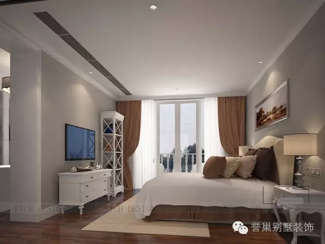 现代美式次卧装潢效果图