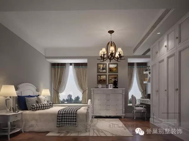 现代美式主卧装潢效果图