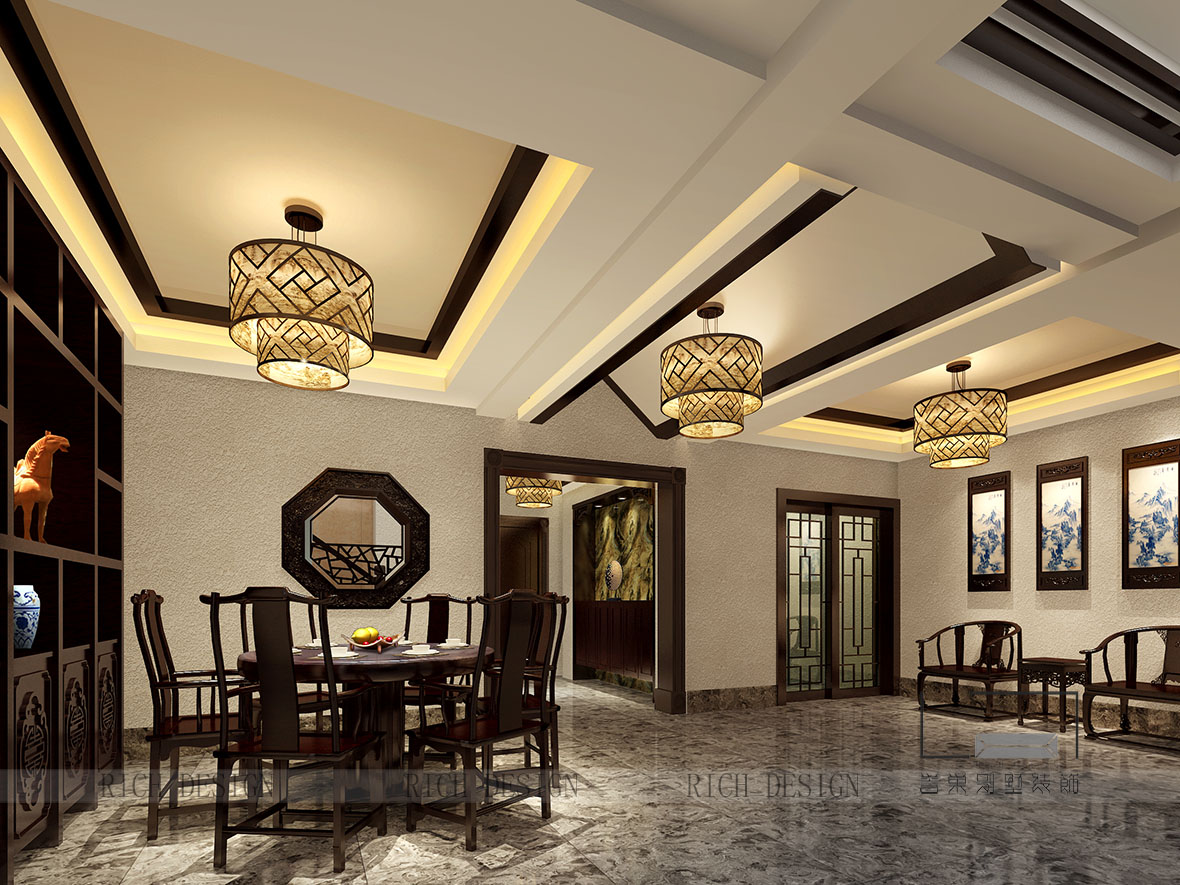 别墅装修中式餐厅效果图