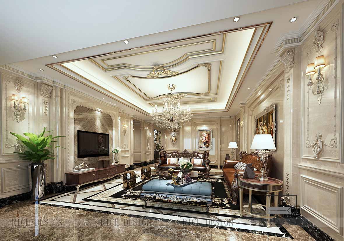 别墅客厅软装设计效果图