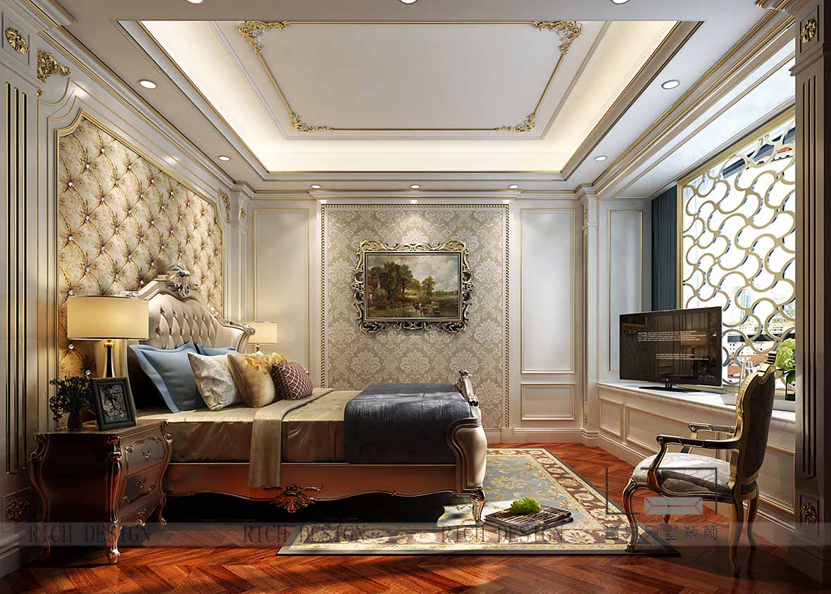 别墅卧室软装设计效果图