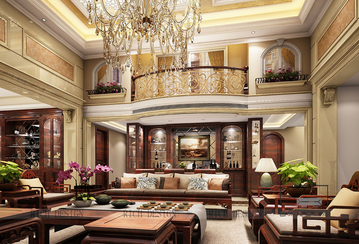 别墅混搭风格灯光装饰设计欣赏图