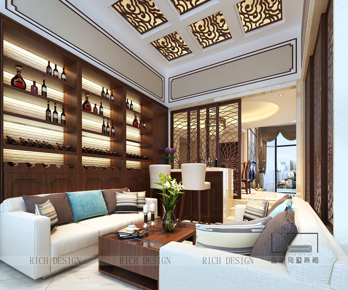 6362623230909369492477901.jpg 别墅中式客厅装饰效果图