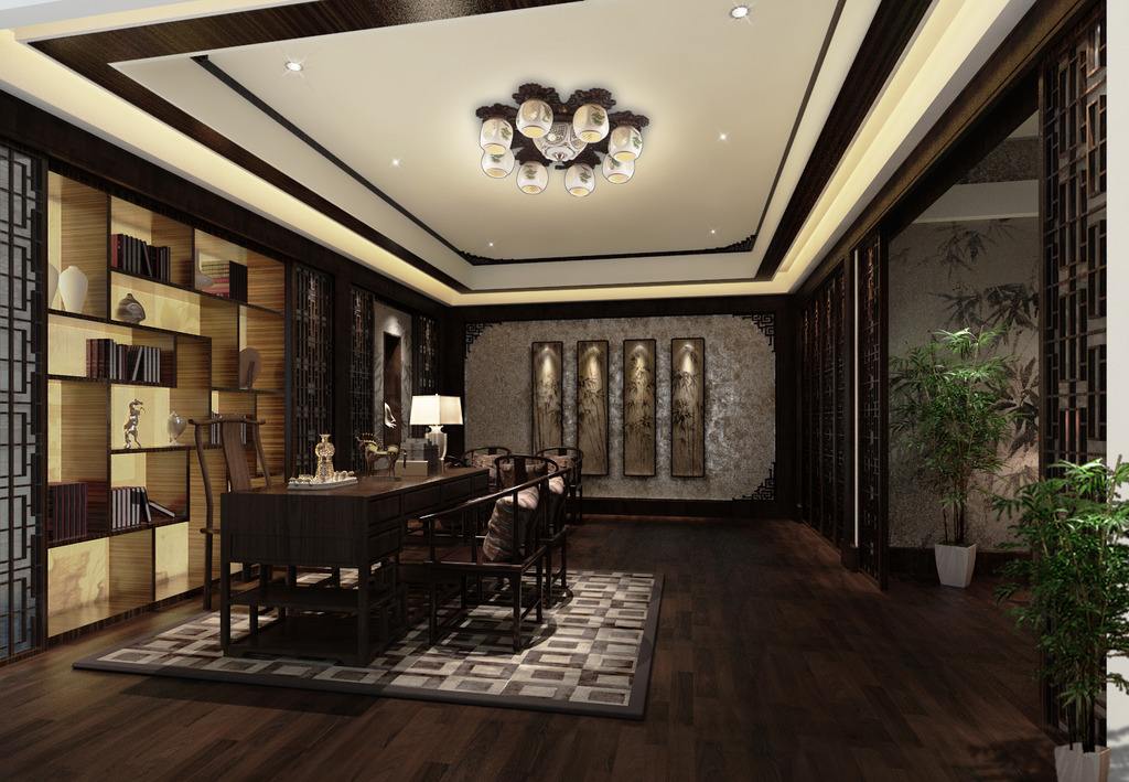 别墅书房装饰设计效果图