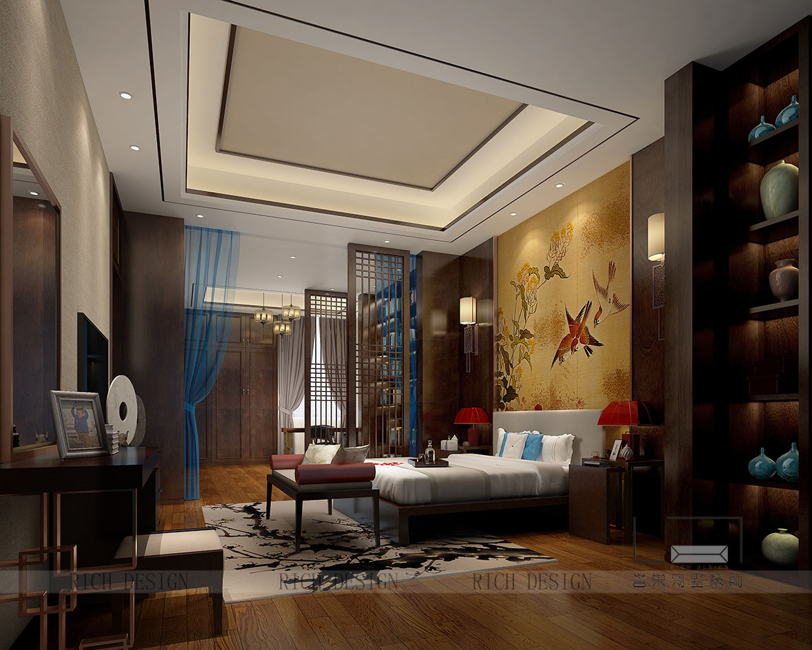 6362623429652764609299551.jpg 别墅中式卧室装饰设计效果图