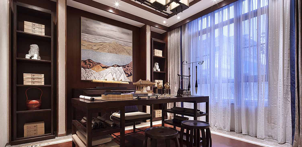 别墅中式书房装修设计 别墅中式书房装修设计效果图