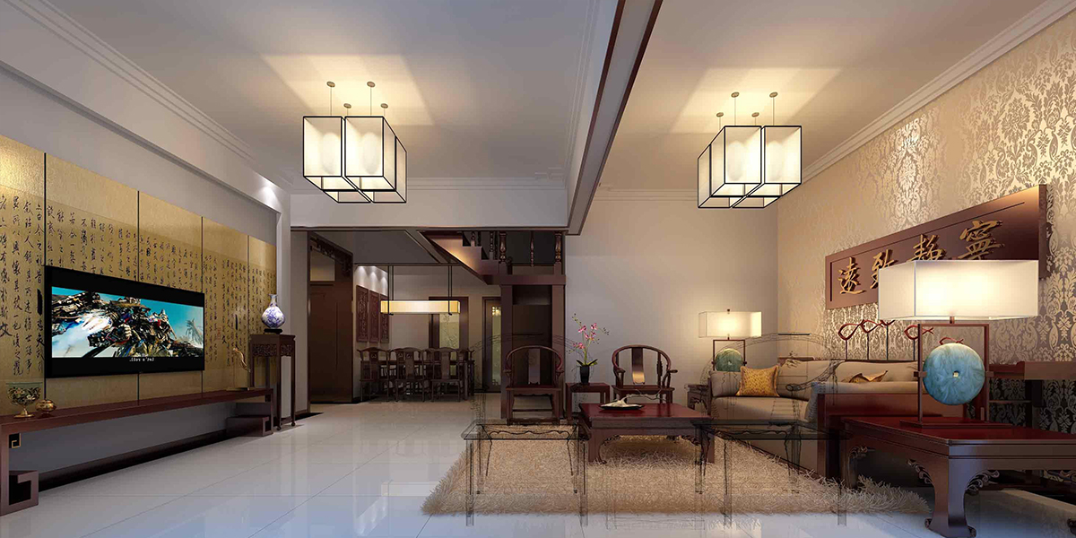 别墅中式客厅装修 碧海云天别墅客厅装修效果图