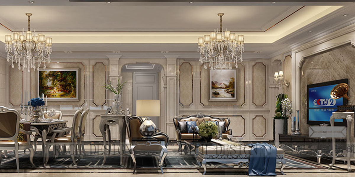 别墅古典客厅装修效果图