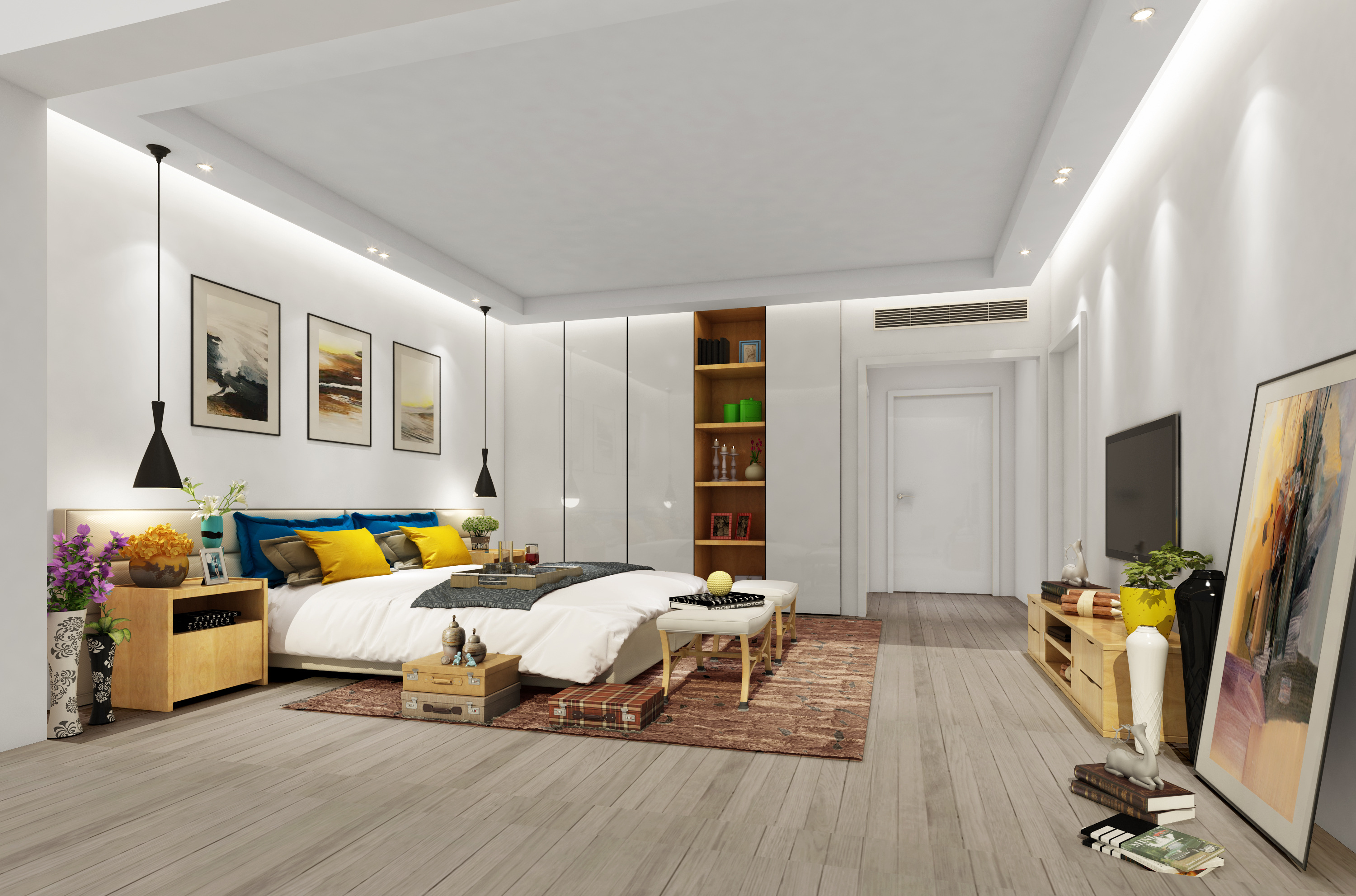 别墅卧室装修 别墅装修现代卧室效果图