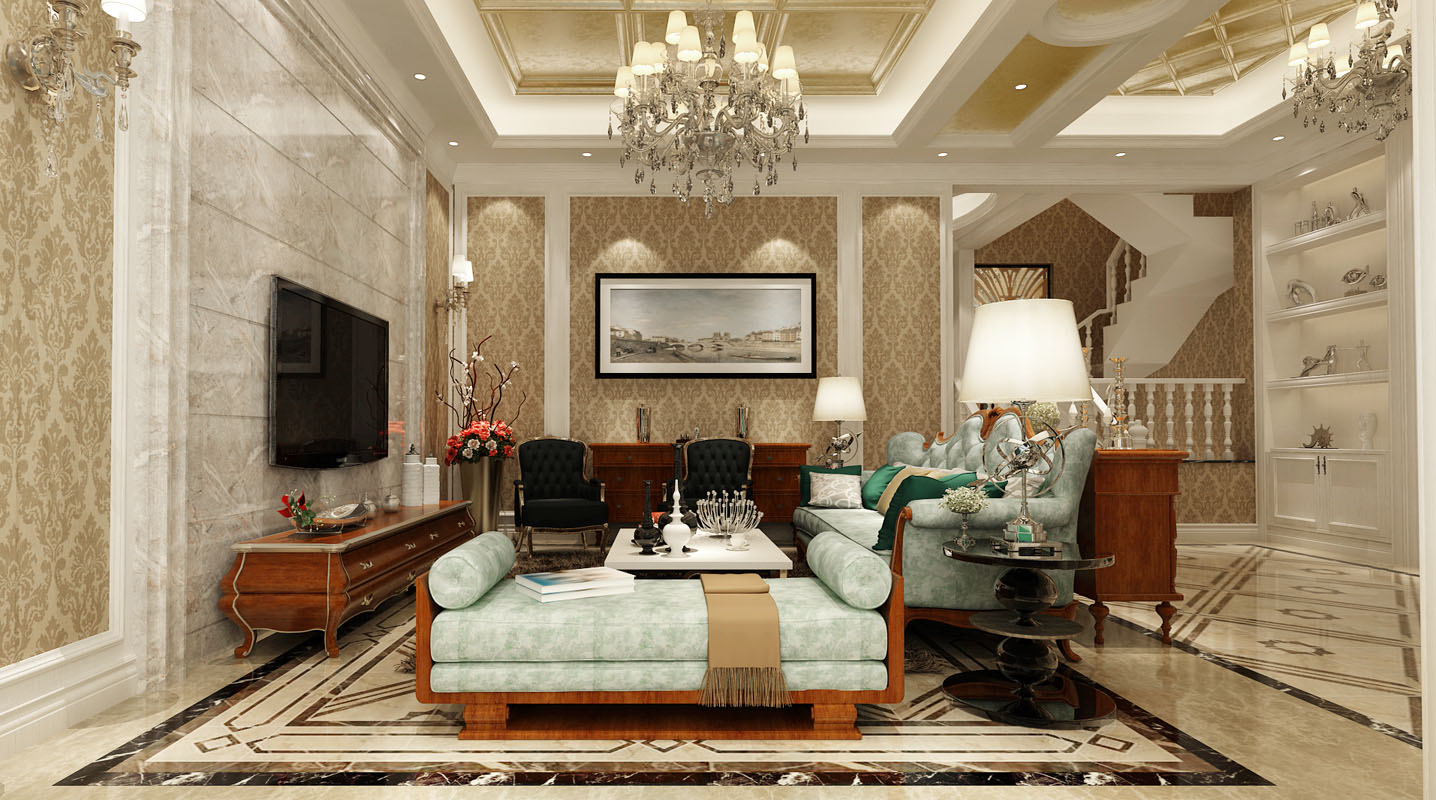 欧式客厅装饰 别墅欧式客厅装修效果图