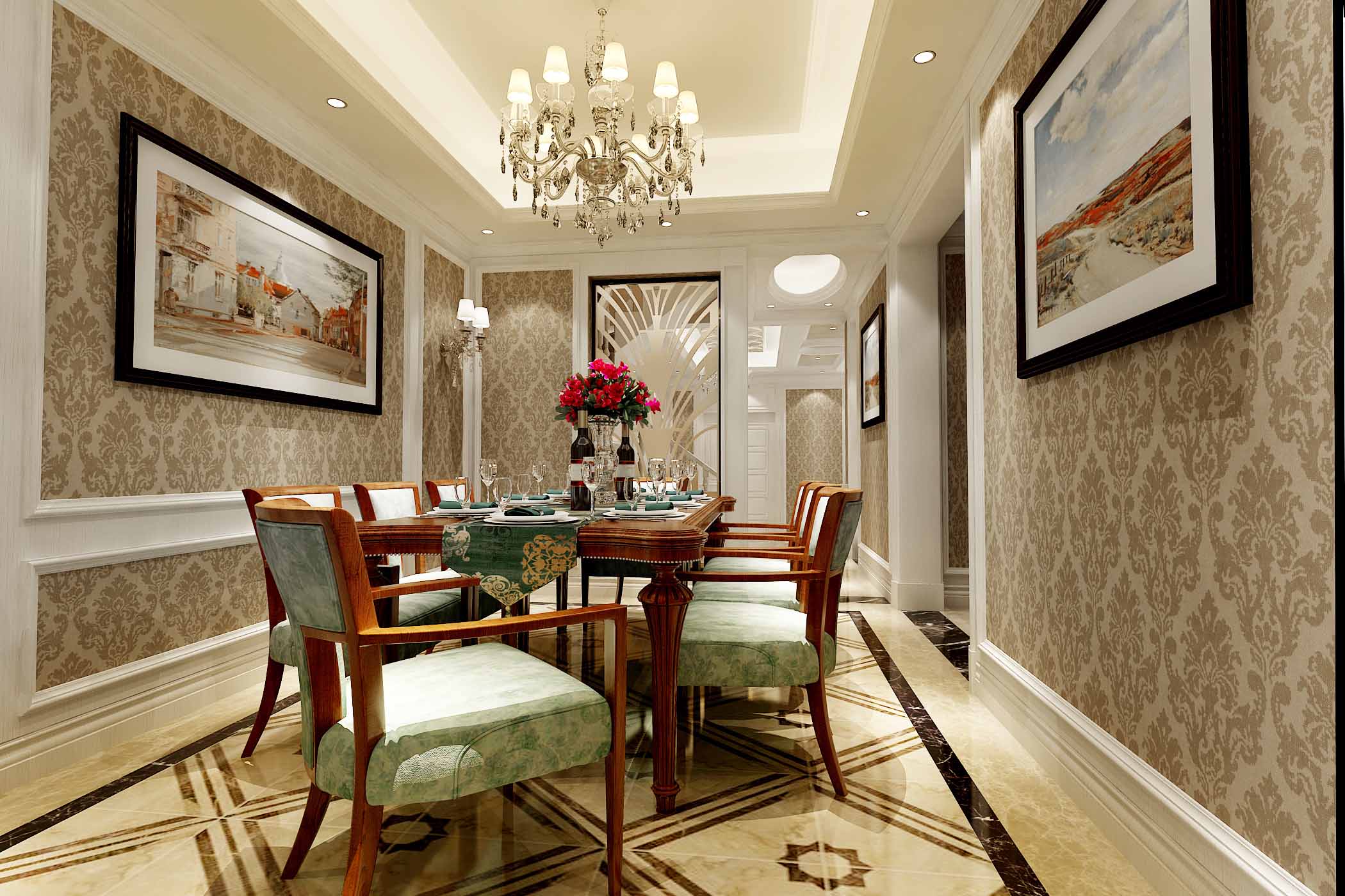 欧式餐厅装修 别墅欧式餐厅装修效果图