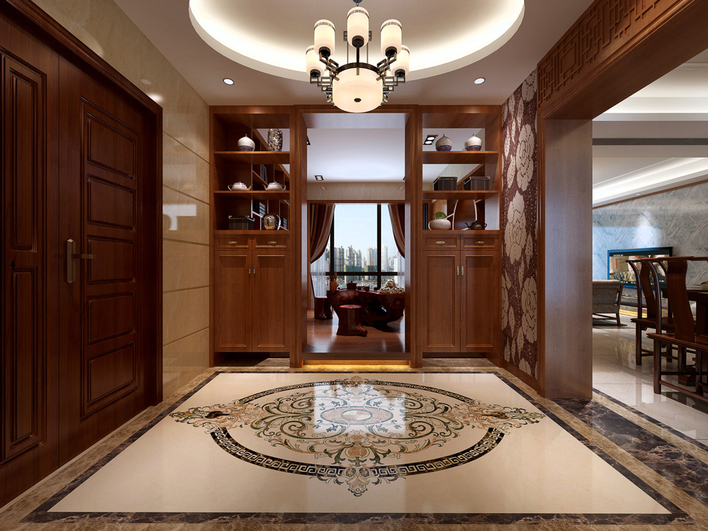 别墅中式入户装饰 别墅中式入户装饰欣赏图