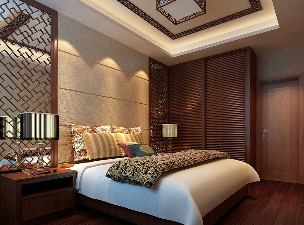 别墅中式卧室装饰 别墅中式卧室装饰欣赏图