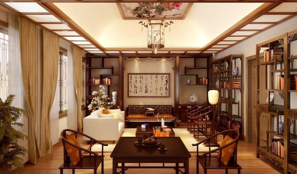 别墅中式书房装饰 别墅中式书房装饰效果图
