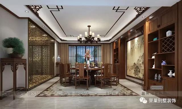 别墅中式餐厅装潢设计 别墅中式餐厅装潢设计效果图