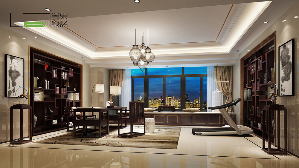 别墅中式书房装修 别墅中式书房装修效果图