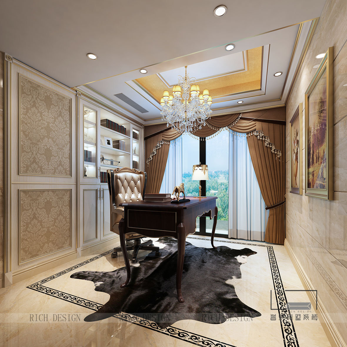 别墅装修书房效果图