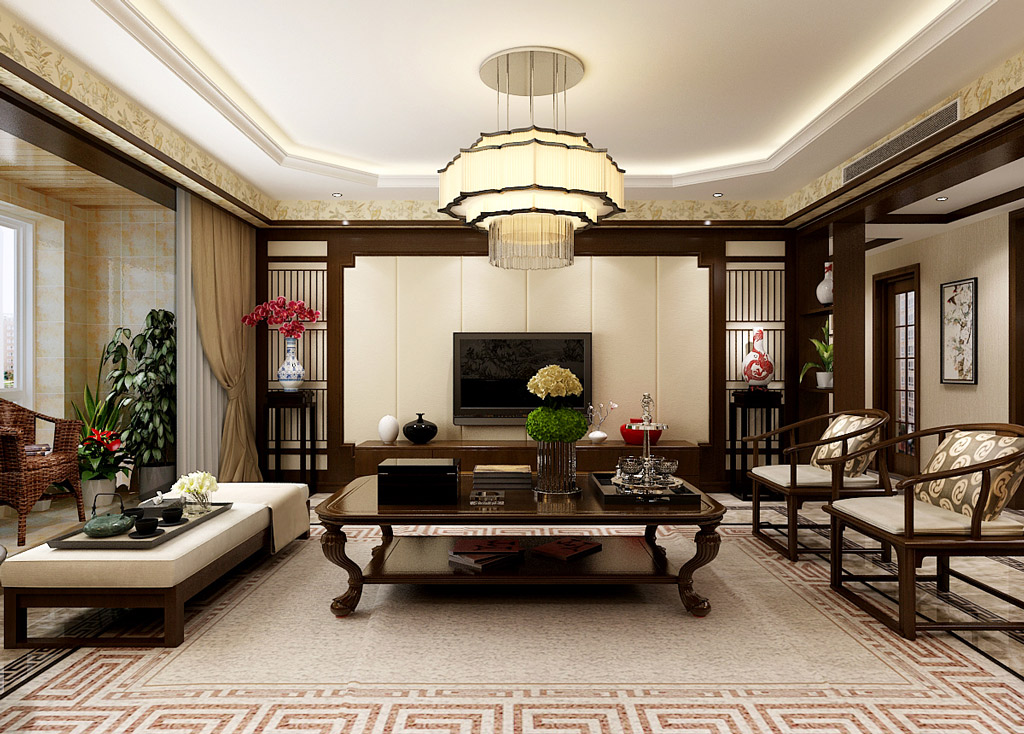 别墅现代中式装修效果图