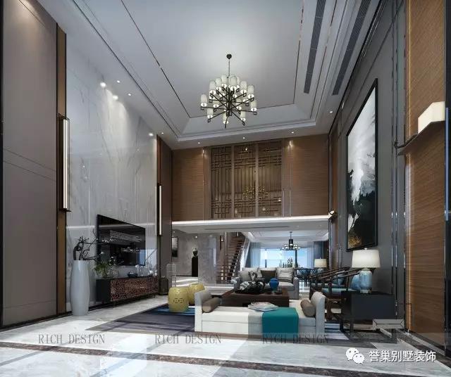 别墅中式客厅装饰效果图