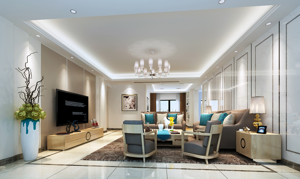 别墅现代客厅装修效果图