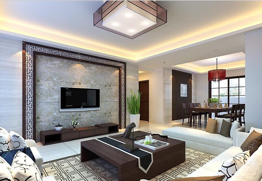 别墅现代简约客餐厅装饰设计效果图