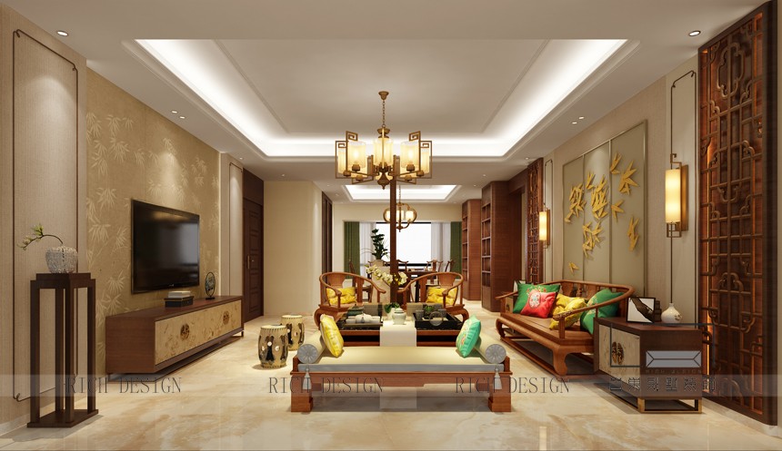 别墅中式客厅装修设计 别墅中式客厅装修设计效果图