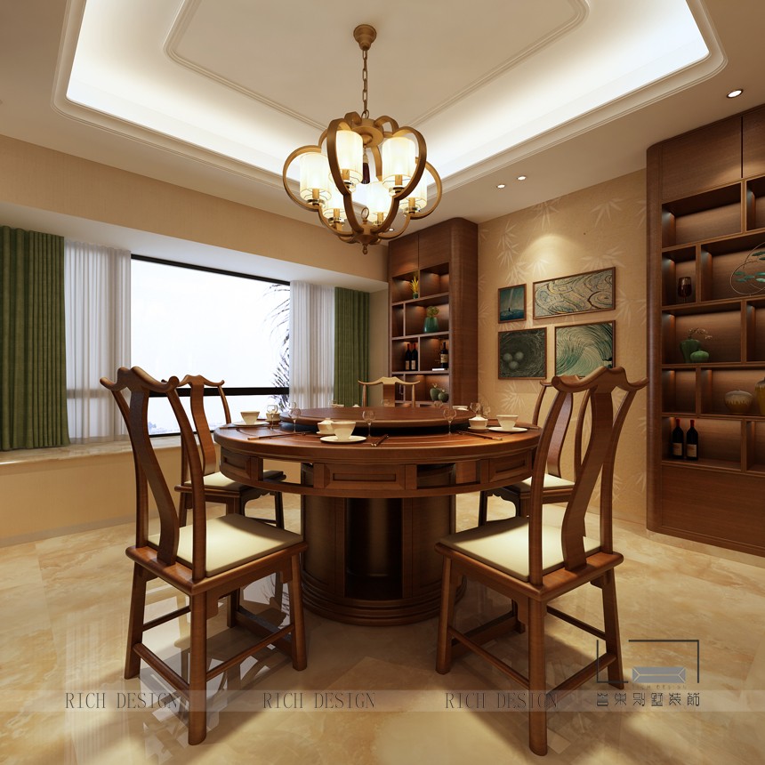 别墅中式餐厅装修设计 别墅中式餐厅装修设计效果图