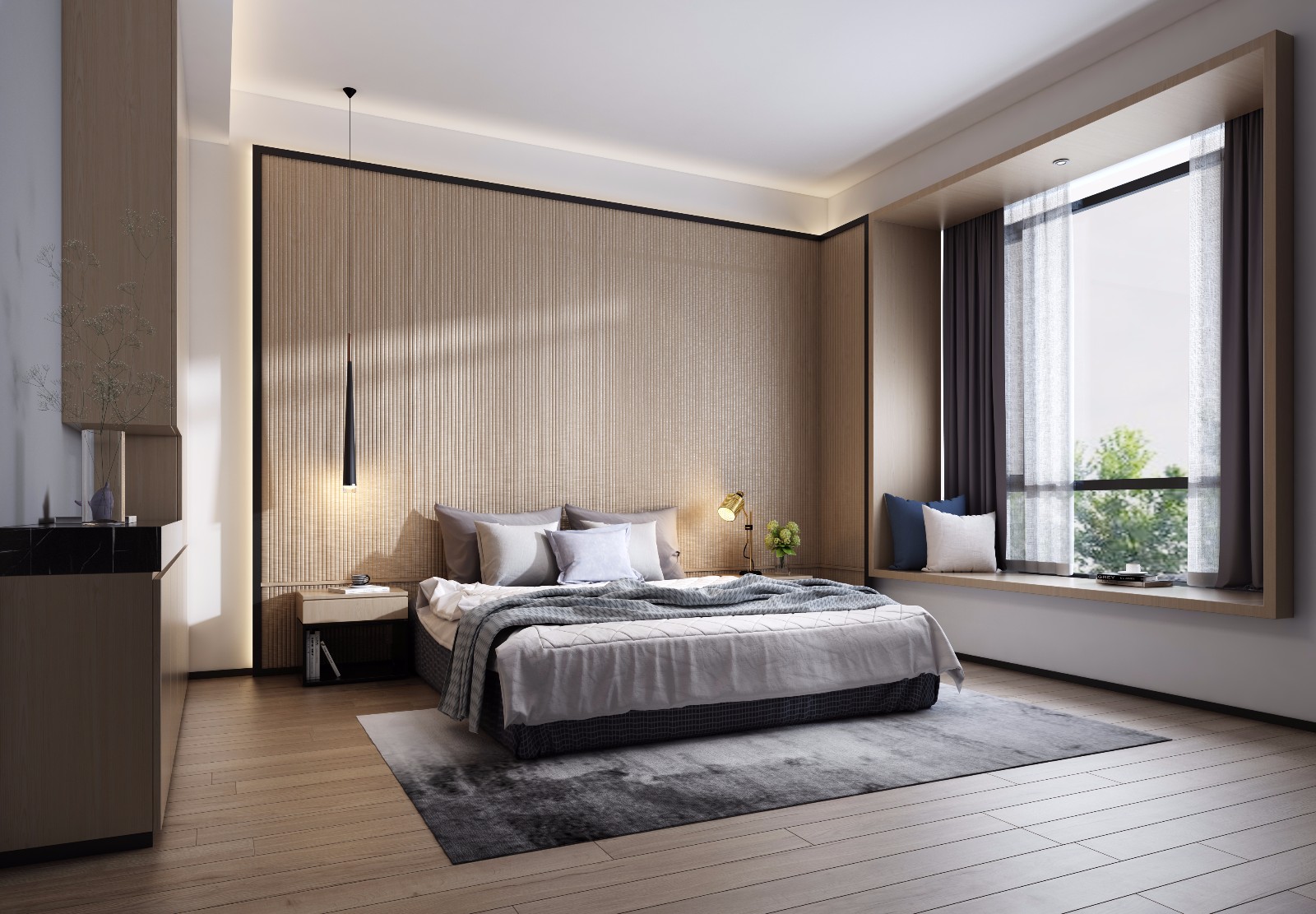 容桂-现代别墅卧室装饰设计效果图