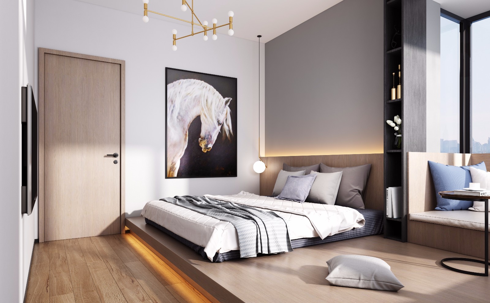 广州合汇广场-中式别墅卧室装饰设计效果图