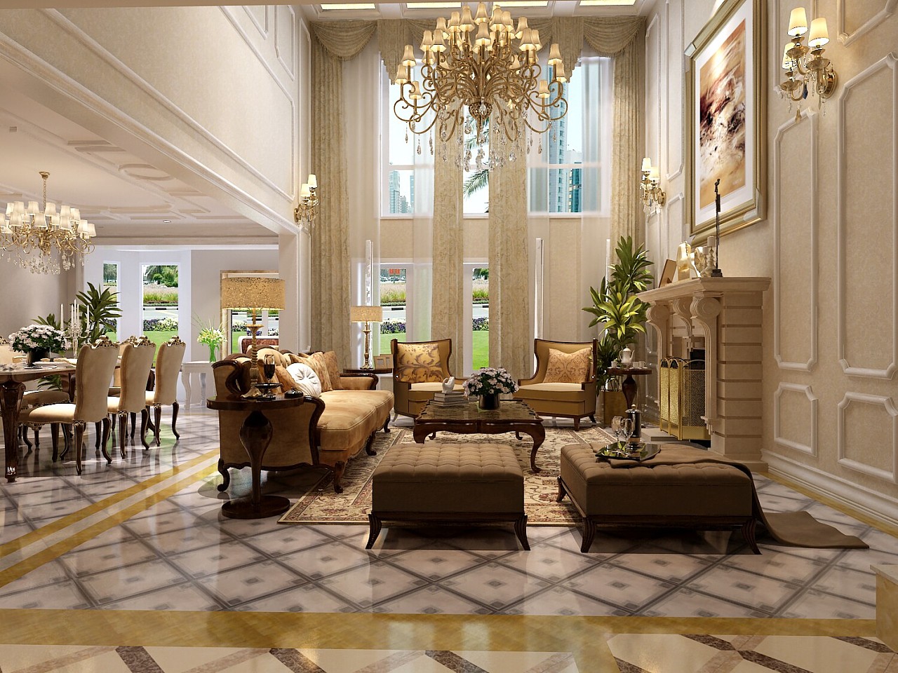 别墅欧式客厅装修设计 别墅欧式客厅装修设计效果图