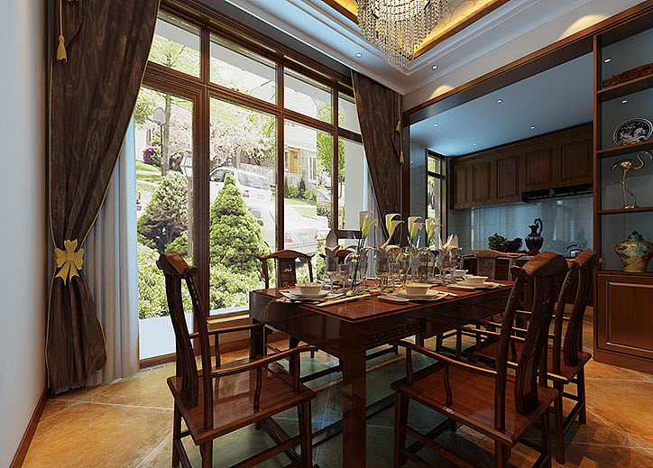 中式别墅餐厅装修设计效果图