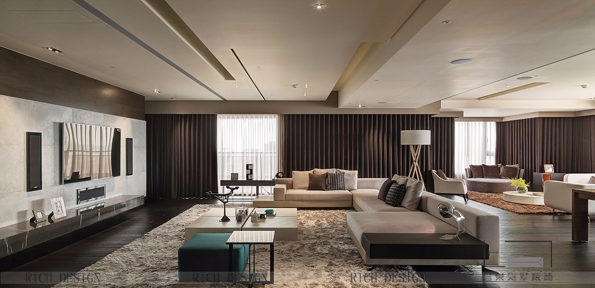 现代别墅客厅装潢效果图