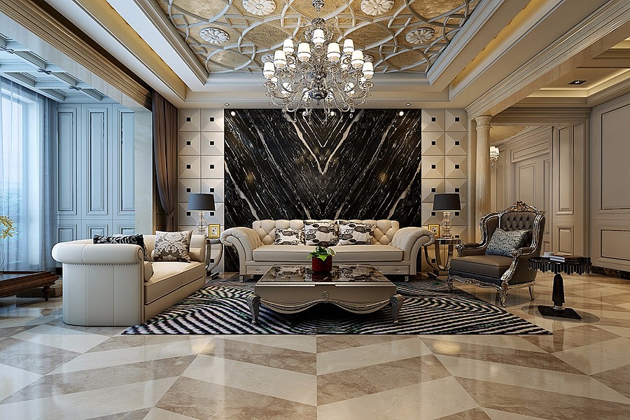 欧式别墅客厅装饰效果图