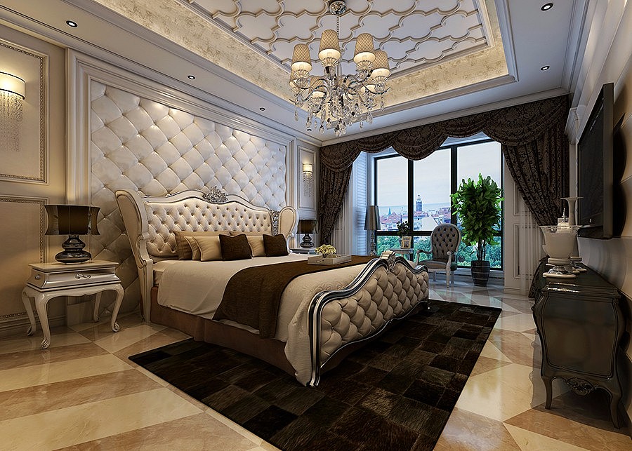 欧式别墅卧室装饰效果图