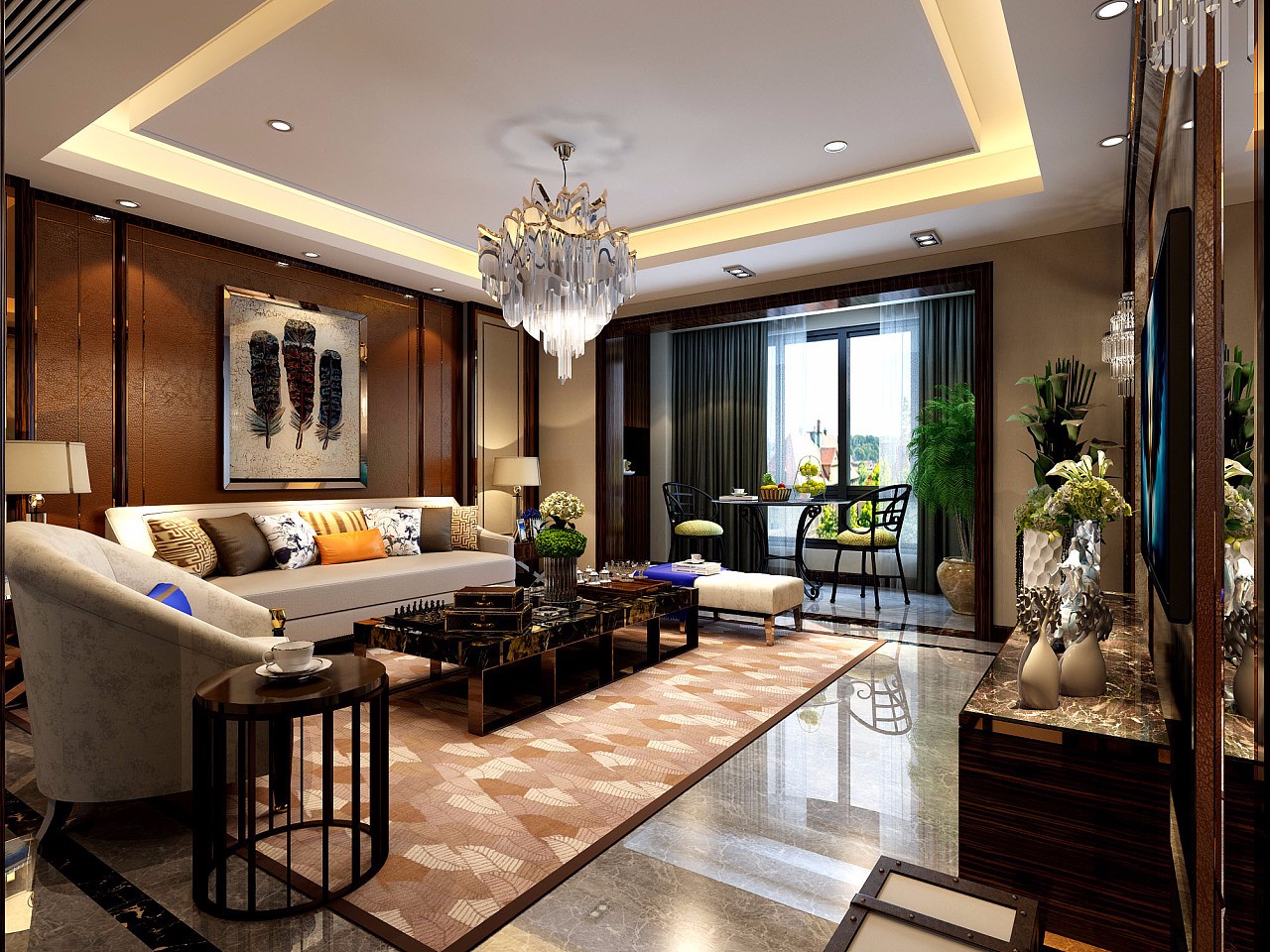 别墅现代客厅角度二装饰效果图