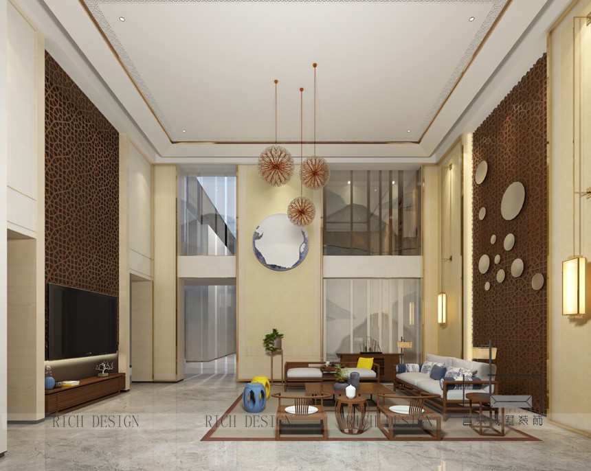 兰江山第别墅中式客厅装饰效果图 兰江山第别墅中式客厅装饰效果图