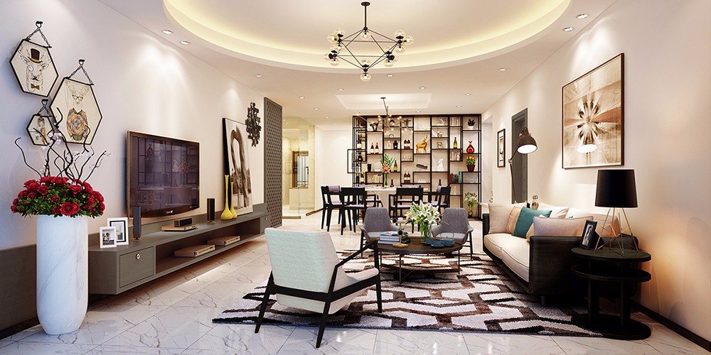 现代别墅客厅装饰效果图