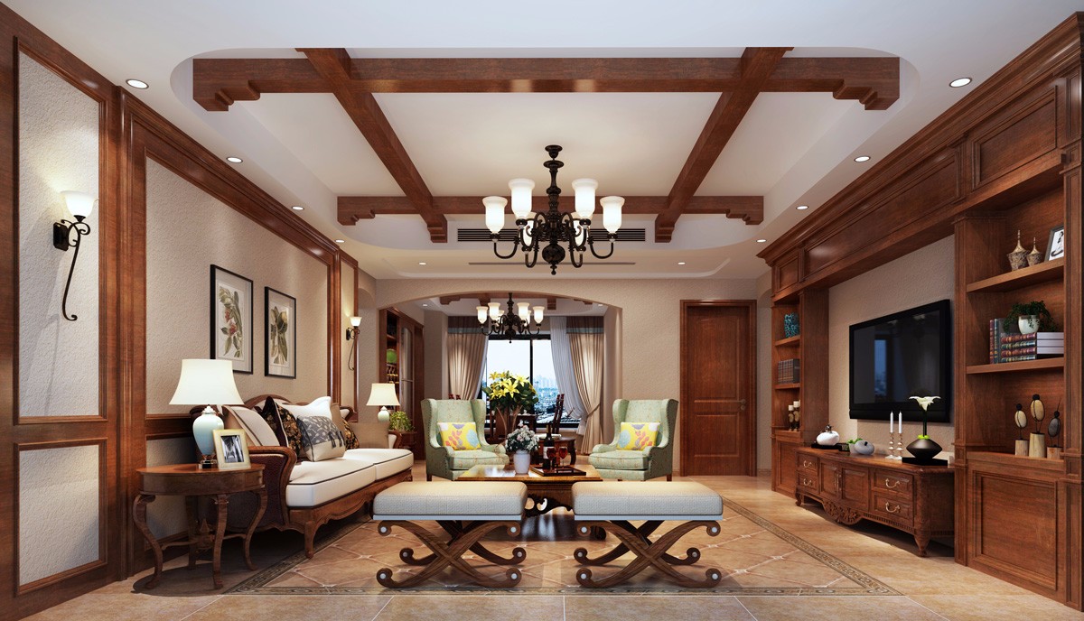 别墅古典客厅装饰效果图