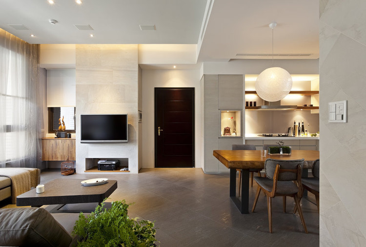 现代别墅客厅装潢实景图