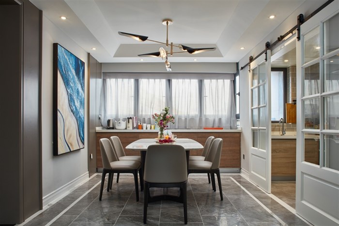 现代餐厅装潢实景图