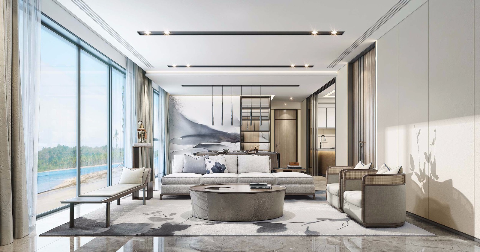 现代别墅客厅装潢效果图 现代别墅客厅装潢效果图