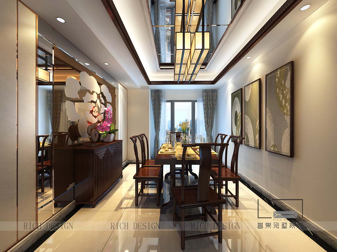 深圳别墅中式餐厅装潢效果图